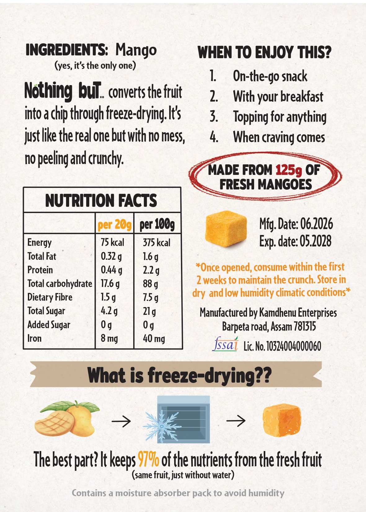 Authentic Nutrition Facts Packaging Panel